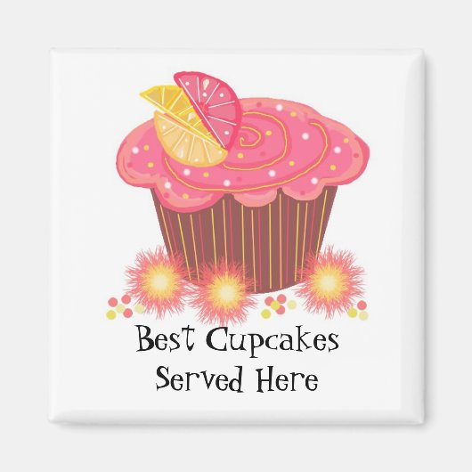 Aimant Gâteau rose avec une phrase mignonne (Devant)