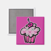 Aimant gâteau rose punk crâne os croisés (Recto/Verso)