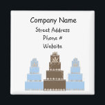 Aimant Gâteaux<br><div class="desc">Elégant gâteaux design... . ajoutez votre nom d'entreprise et des informations à cet aimant classe...  superbe pièce promotionnelle...  Joli 3 gâteaux à plusieurs niveaux en bleu bébé et chocolat,  design élégant!</div>