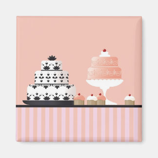 Aimant Gâteaux Art Déco sur nappes rayées