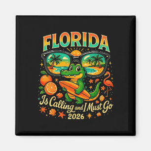 Aimant Gator de Floride vintage surfant sur la plage rétr