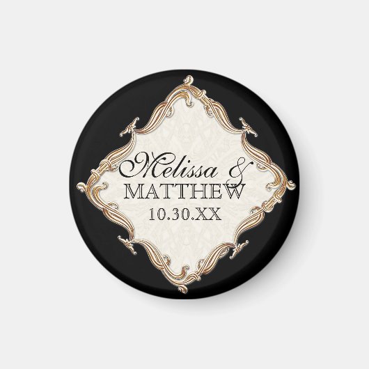 Aimant Gatsby Art Déco Nouveau dentelle Faux Gold Tulip (Devant)