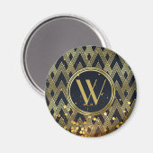 Aimant Gatsby Glamor Art Déco Motif géométrique Monogramm (Recto/Verso)