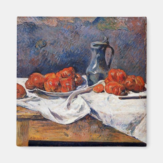 Aimant Gauguin - Tomates et un tankard d'eau douce sur un (Devant)