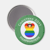 Aimant Gay pride Black Hair Angel Noël Drapeau personnel (Recto/Verso)