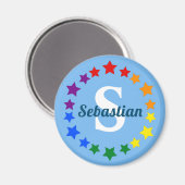 Aimant Gay pride LGBT contemporain Stars Monogramme & Nom (Recto/Verso)