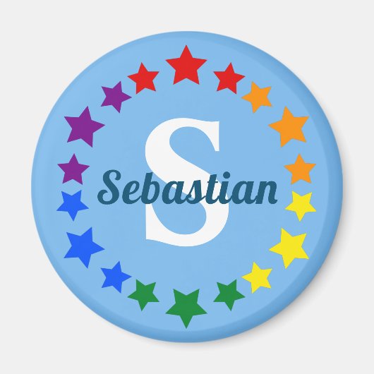 Aimant Gay pride LGBT contemporain Stars Monogramme & Nom (Devant)