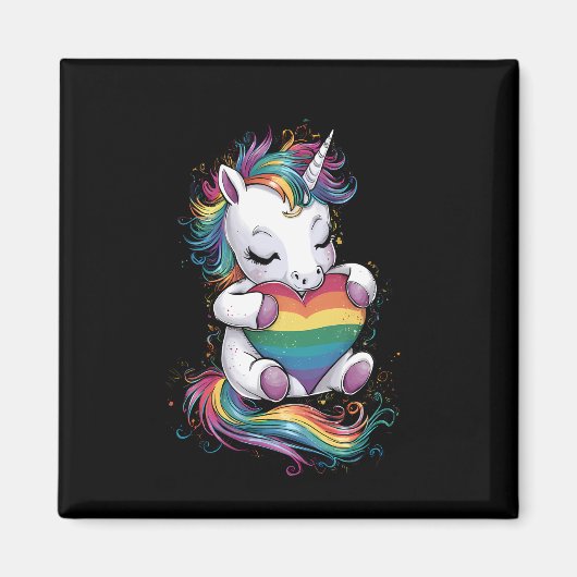 Aimant Gay pride Unicorn Coeur Arc-en-ciel Drapeau Lgbt (Devant)