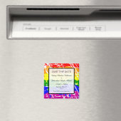 Aimant Gay Rainbow Freedom Flag Wedding Enregistrer la da (In Situ (Lave-vaisselle))