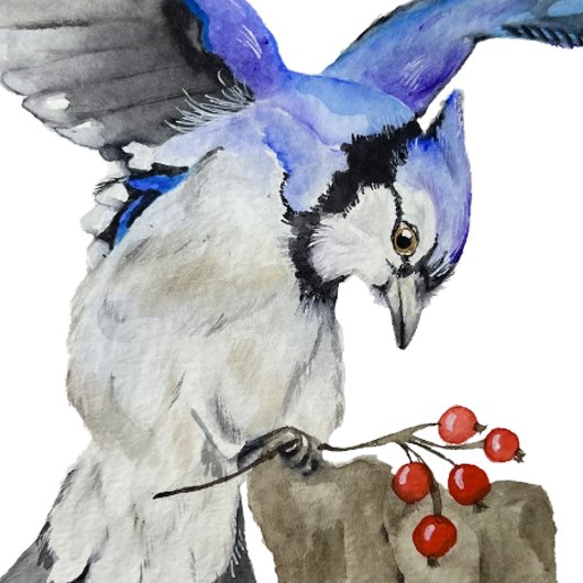 Aimant Geai bleu oiseau de la forêt à l'aquarelle