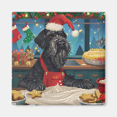 Aimant Géant Schnauzer Gourmande : Noël Festif (Devant)