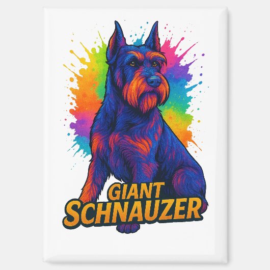 Aimant Géant Schnauzer Pop-Art Vibrant (Recto)