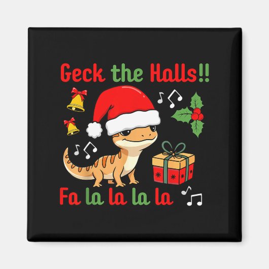 Aimant Geck The Halls Leopard Gecko Christmas Pun Pet Own (Devant)