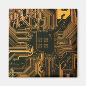 Aimant Geek Sortie carte circuit électronique orange PCB  (Devant)