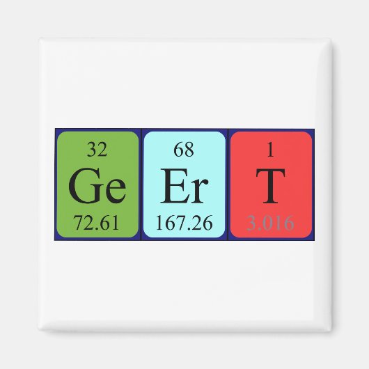 Aimant Géert l'aimant de nom de table périodique (Devant)