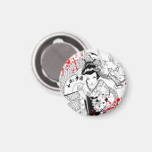 Aimant geisha cool splatée de sang avec ventilateur drago (Recto/Verso)