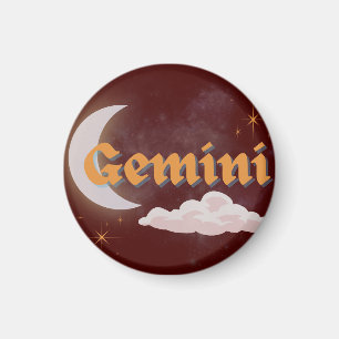 Aimant Gemini Céleste esthétique Lune Cloud Stars Design