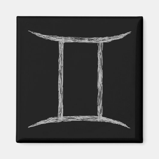Aimant Gemini. Panneau astrologie zodiaque. Noir. (Devant)