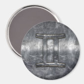 Aimant Gemini Sign en Distressed Siver Steel (Recto/Verso)