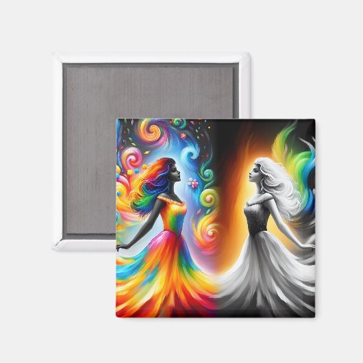 Aimant Gemini Twins Couleur et noir et blanc Horoscope (Recto/Verso)