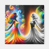 Aimant Gemini Twins Couleur et noir et blanc Horoscope (Devant)