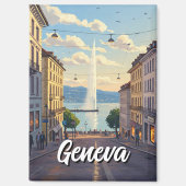 Aimant Geneva Street Suisse Travel Jet d'eau Sunset (Recto)