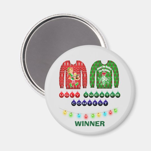 Aimant Génial gagnant du concours de pull de Noël Custom (Recto/Verso)