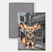 Aimant Gentleman Fennec Renard Steampunk à la Chapeauteri (Recto/Verso)