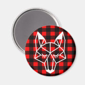 Aimant Geo Fox & Rustic Black Red Buffalo Check Plaid (Recto/Verso)
