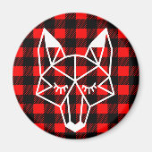 Aimant Geo Fox & Rustic Black Red Buffalo Check Plaid (Devant)