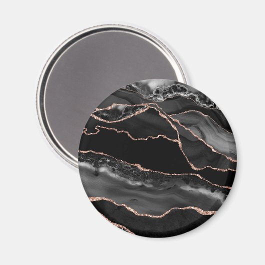 Aimant Géode d'âge de Parties scintillant Black Rose Gold (Recto/Verso)