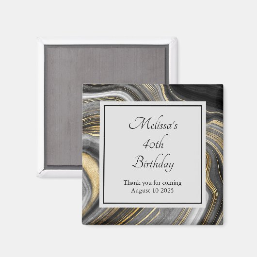 Aimant Géode moderne Gold & Grey Agate Géode Minéral Anni (Recto/Verso)