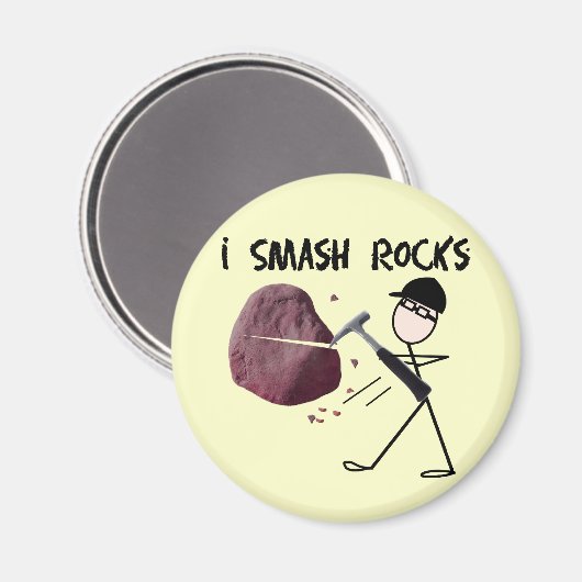Aimant Géologue Stickman "I Smash Rocks" (Recto/Verso)
