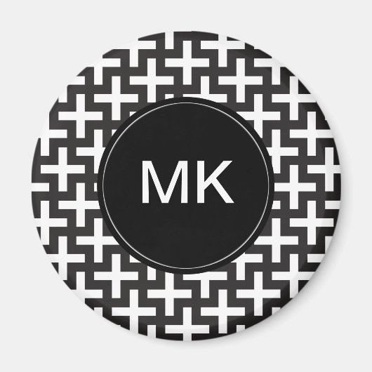 Aimant Géométrie noir et blanc (Devant)