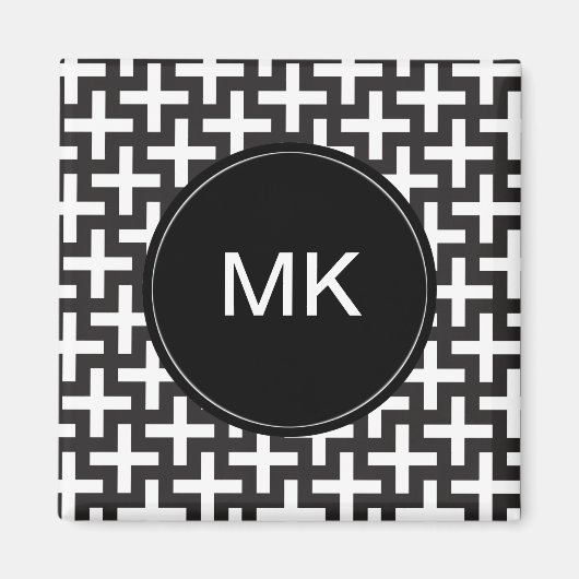 Aimant Géométrie noir et blanc (Devant)