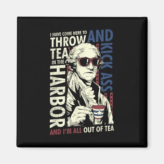 Aimant George Washington Jetant Tea Kick 4 juillet (Devant)