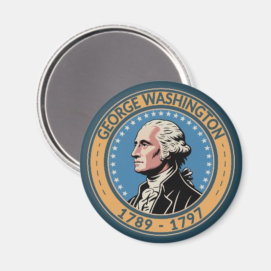 Aimant George Washington US President Illustration Badge (Recto/Verso)