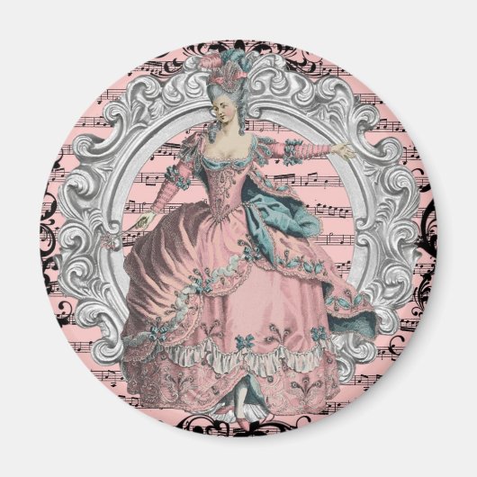 Aimant Georgian Lady Dancing - Pink and Blue (Devant)