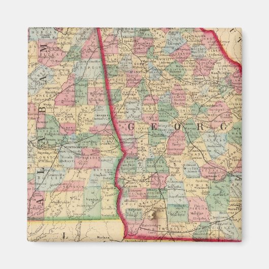Aimant Géorgie, Alabama Carte par Mitchell (Devant)