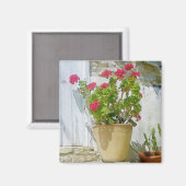 Aimant Géranium de couleur rouge (Recto/Verso)
