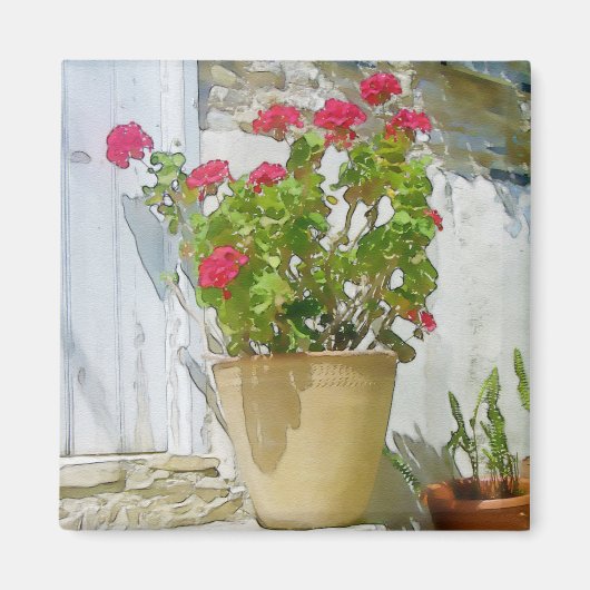 Aimant Géranium de couleur rouge (Devant)