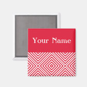 Aimant Geranium Diamond Chevron avec nom (Recto/Verso)