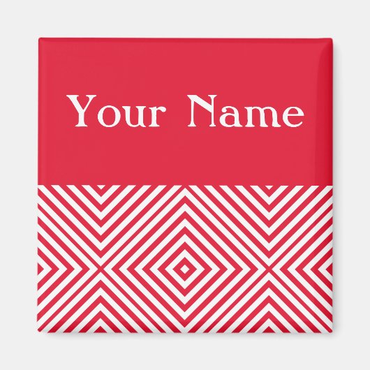 Aimant Geranium Diamond Chevron avec nom (Devant)