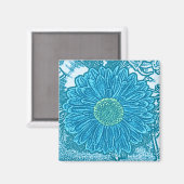 Aimant Gerbera Daisy Block Imprimer - bleu marine (Recto/Verso)
