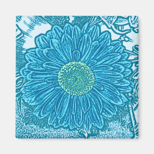 Aimant Gerbera Daisy Block Imprimer - bleu marine