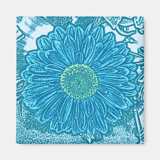 Aimant Gerbera Daisy Block Imprimer - bleu marine (Devant)