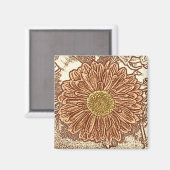 Aimant Gerbera Daisy Block Imprimer - brun et bronze (Recto/Verso)