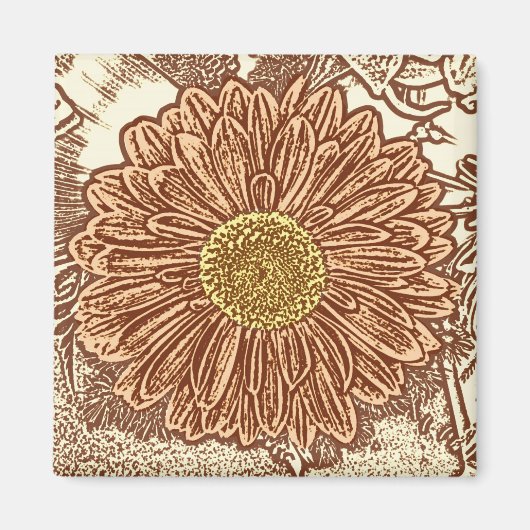 Aimant Gerbera Daisy Block Imprimer - brun et bronze (Devant)