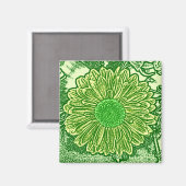 Aimant Gerbera Daisy Block Imprimer - vert citron (Recto/Verso)