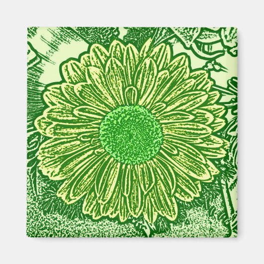 Aimant Gerbera Daisy Block Imprimer - vert citron (Devant)